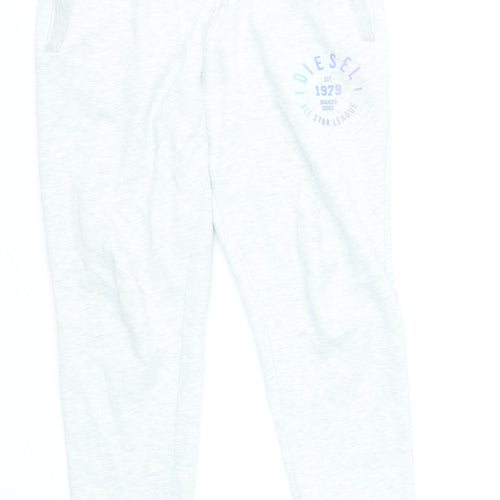 Diesel Women’s Grey Jogger Sweatpants S Soft Cotton Blend Logo Loungewear