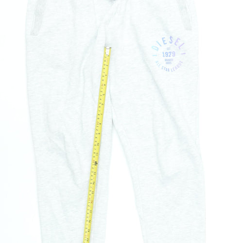 Diesel Women’s Grey Jogger Sweatpants S Soft Cotton Blend Logo Loungewear
