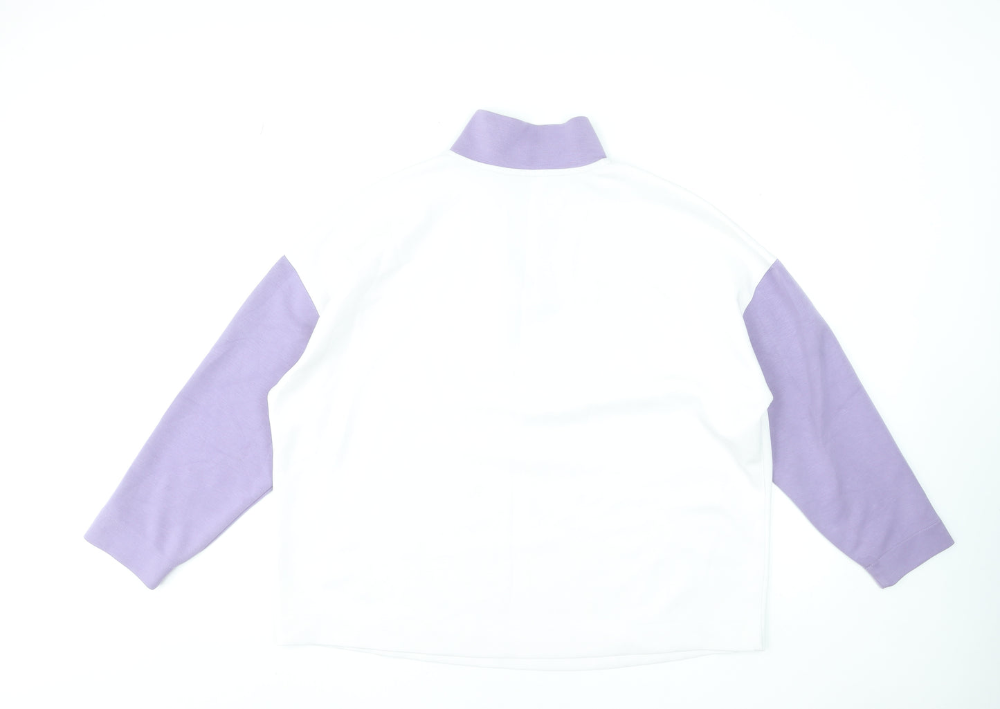 Dunnes Women White & Lilac 1/2 Zip Pullover Sweatshirt Size L