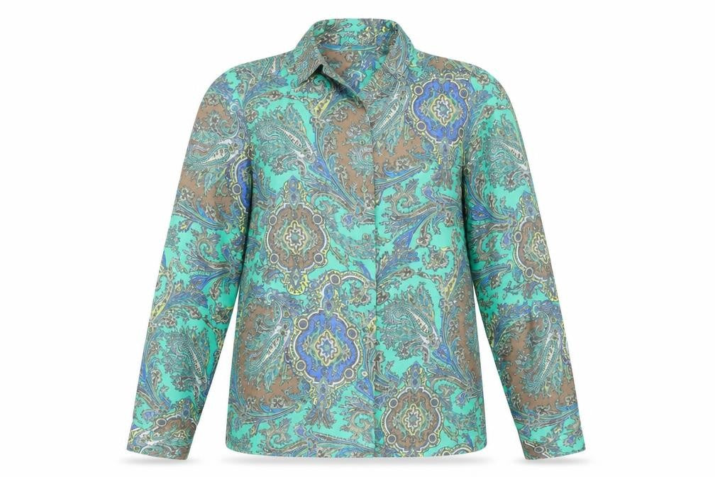 Front view of Sinequanone Women's Multicoloured Paisley Long Sleeve Blouse, size 12