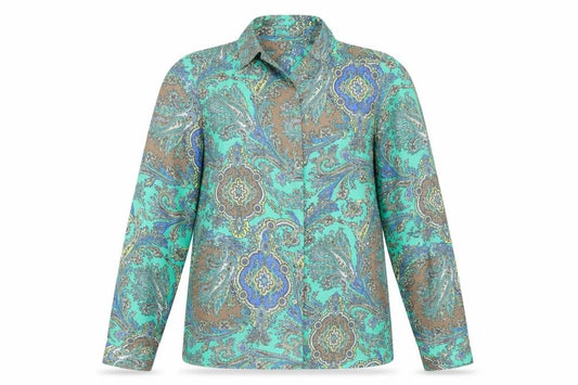 Front view of Sinequanone Women's Multicoloured Paisley Long Sleeve Blouse, size 12