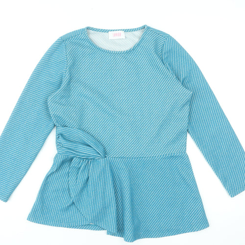 Savida Womens Blue Striped Long Sleeve Tunic Blouse Size 12