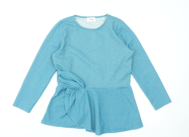 Savida Womens Blue Striped Long Sleeve Tunic Blouse Size 12