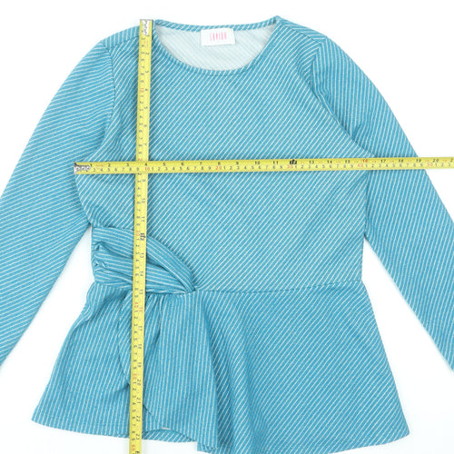 Savida Womens Blue Striped Long Sleeve Tunic Blouse Size 12