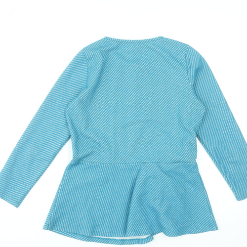 Savida Womens Blue Striped Long Sleeve Tunic Blouse Size 12
