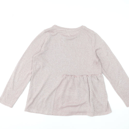 Gallery Womens Pink Long Sleeve Ruffle Hem Tunic Blouse Size S
