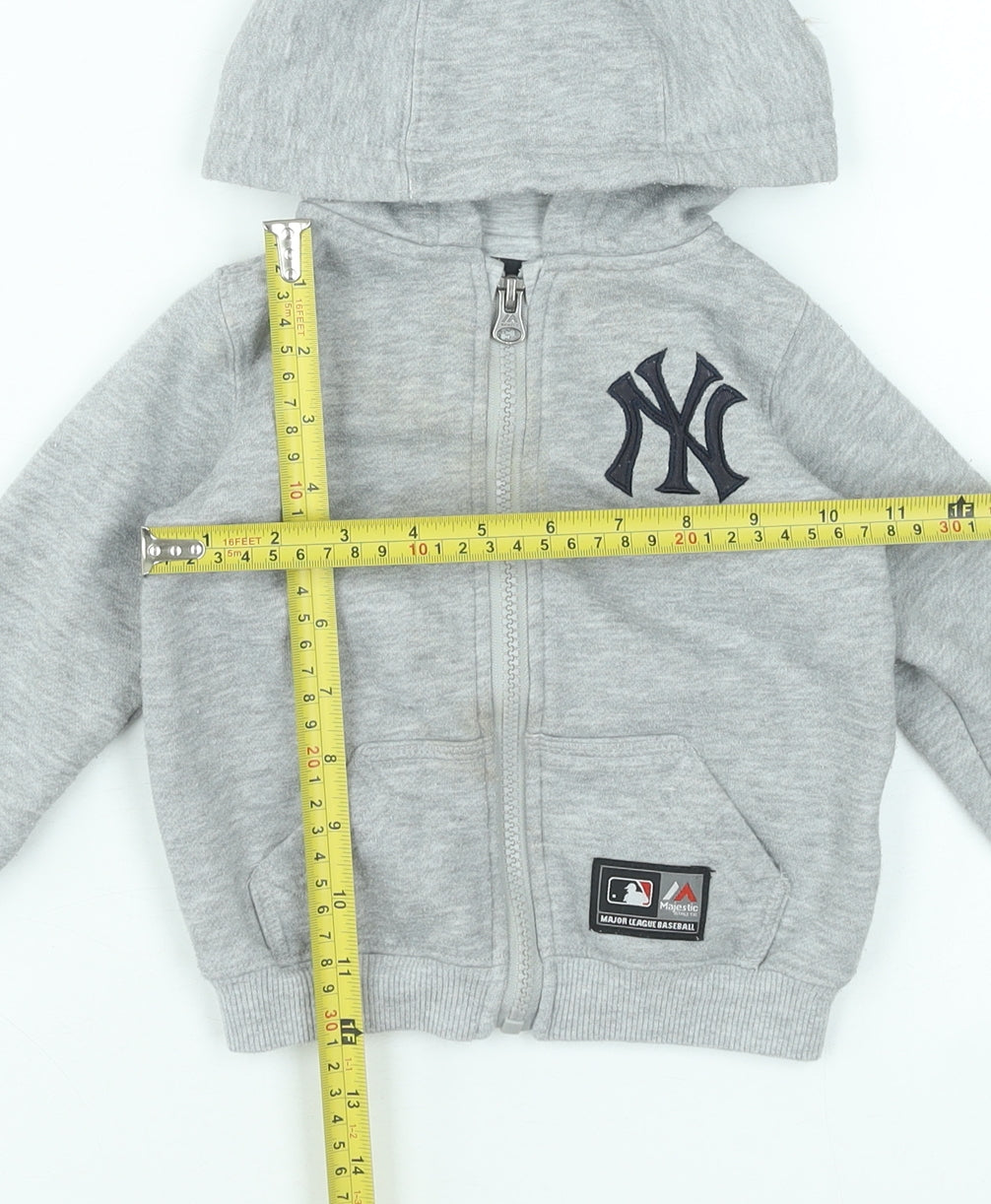 Majestic Athletic Unisex Baby Grey Hoodie 3-6 Months Polyester Cotton Zip Up