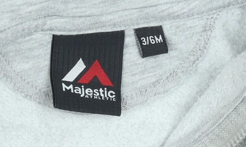 Majestic Athletic Unisex Baby Grey Hoodie 3-6 Months Polyester Cotton Zip Up