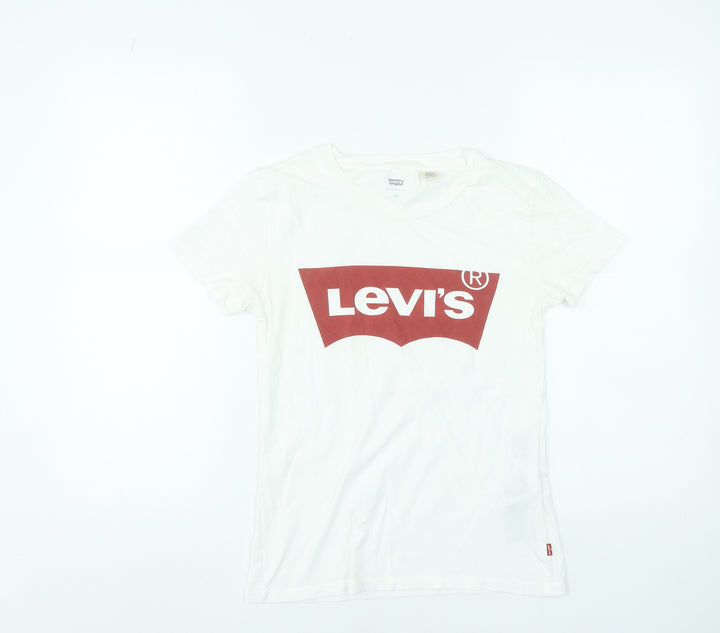 Levi's Women's White 2XS Basic Crew Neck Cotton T-Shirt