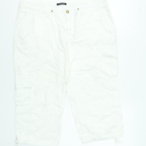 Dunnes Stores Women's White Cargo Trousers Size 14 Cotton