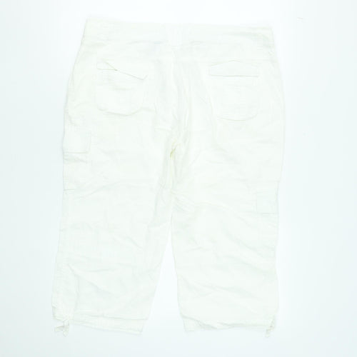 Dunnes Stores Women's White Cargo Trousers Size 14 Cotton