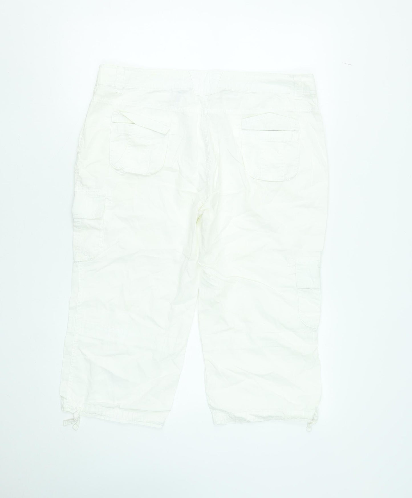 Dunnes Stores Women's White Cargo Trousers Size 14 Cotton