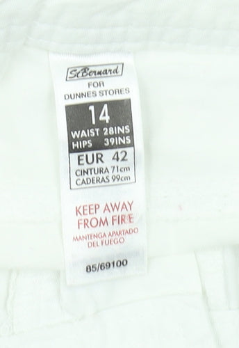 Dunnes Stores Women's White Cargo Trousers Size 14 Cotton