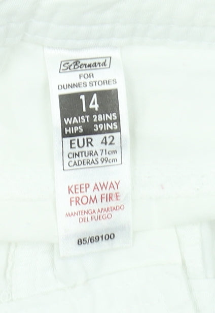 Dunnes Stores Women's White Cargo Trousers Size 14 Cotton