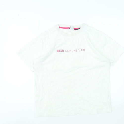 Diesel Women White Leisure Club T-Shirt L Short Sleeve Cotton