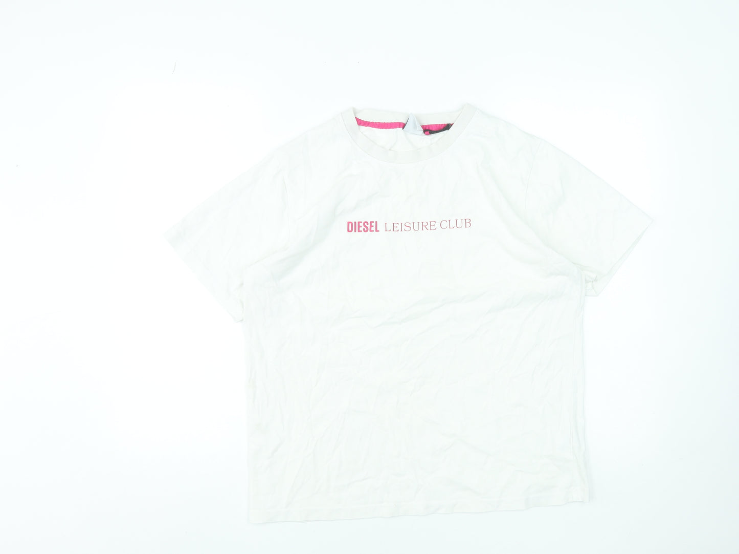 Diesel Women White Leisure Club T-Shirt L Short Sleeve Cotton