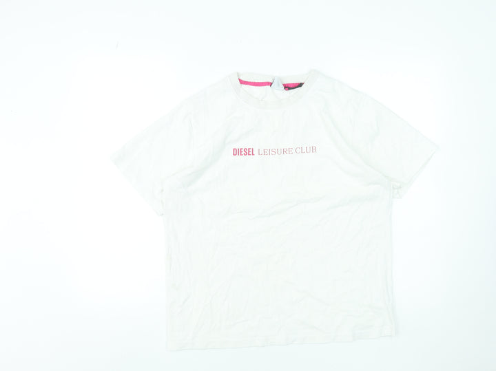 Diesel Women White Leisure Club T-Shirt L Short Sleeve Cotton