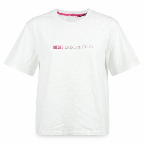 Diesel Women White Leisure Club T-Shirt L Short Sleeve Cotton