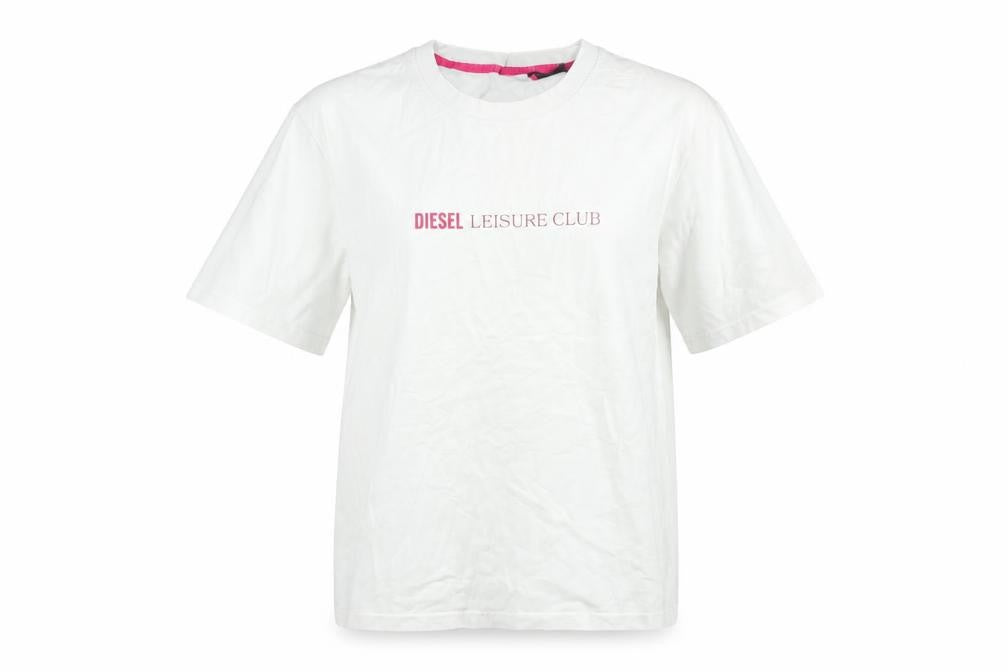 Diesel Women White Leisure Club T-Shirt L Short Sleeve Cotton