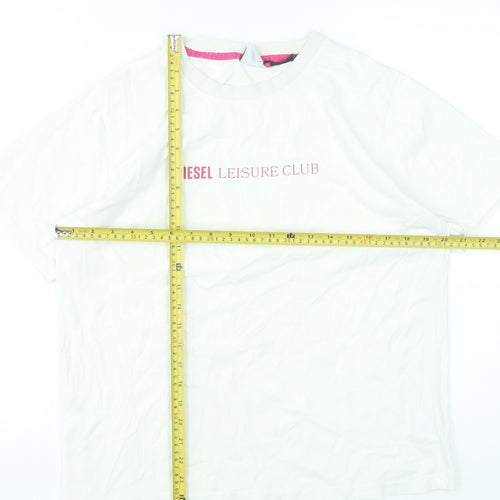 Diesel Women White Leisure Club T-Shirt L Short Sleeve Cotton