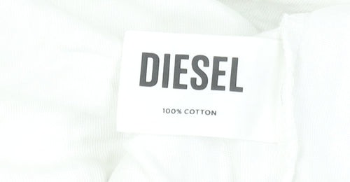 Diesel Women White Leisure Club T-Shirt L Short Sleeve Cotton