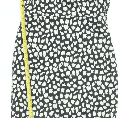 ASOS Women Black Animal Print One Shoulder Bodycon Dress Size 12