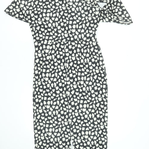 ASOS Women Black Animal Print One Shoulder Bodycon Dress Size 12