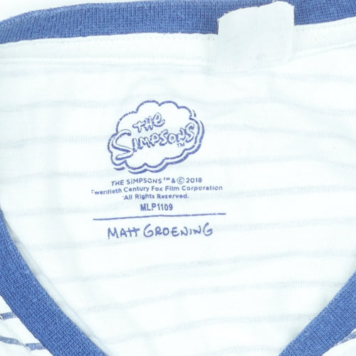The Simpsons Girls Blue Striped Bart Surf T-Shirt 14 Years 100% Cotton