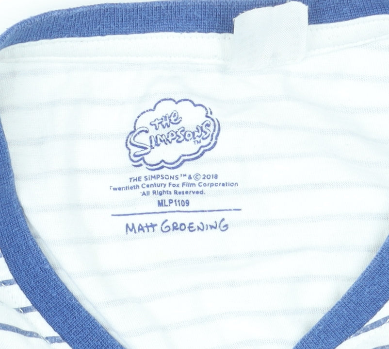 The Simpsons Girls Blue Striped Bart Surf T-Shirt 14 Years 100% Cotton