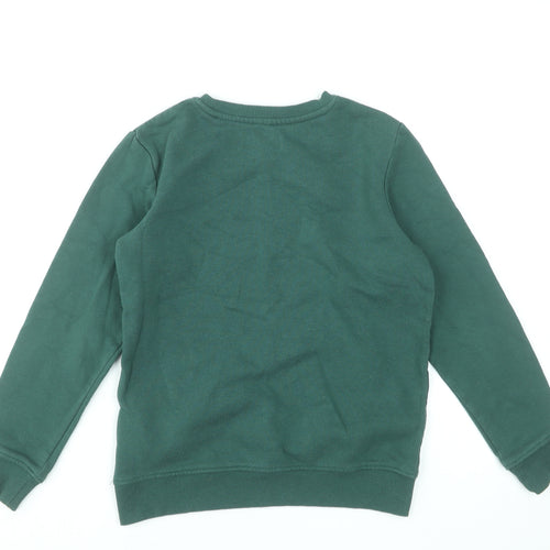 Jack & Jones Boys Green Graphic Sweatshirt Size 12 Years Crew Neck Cotton Blend