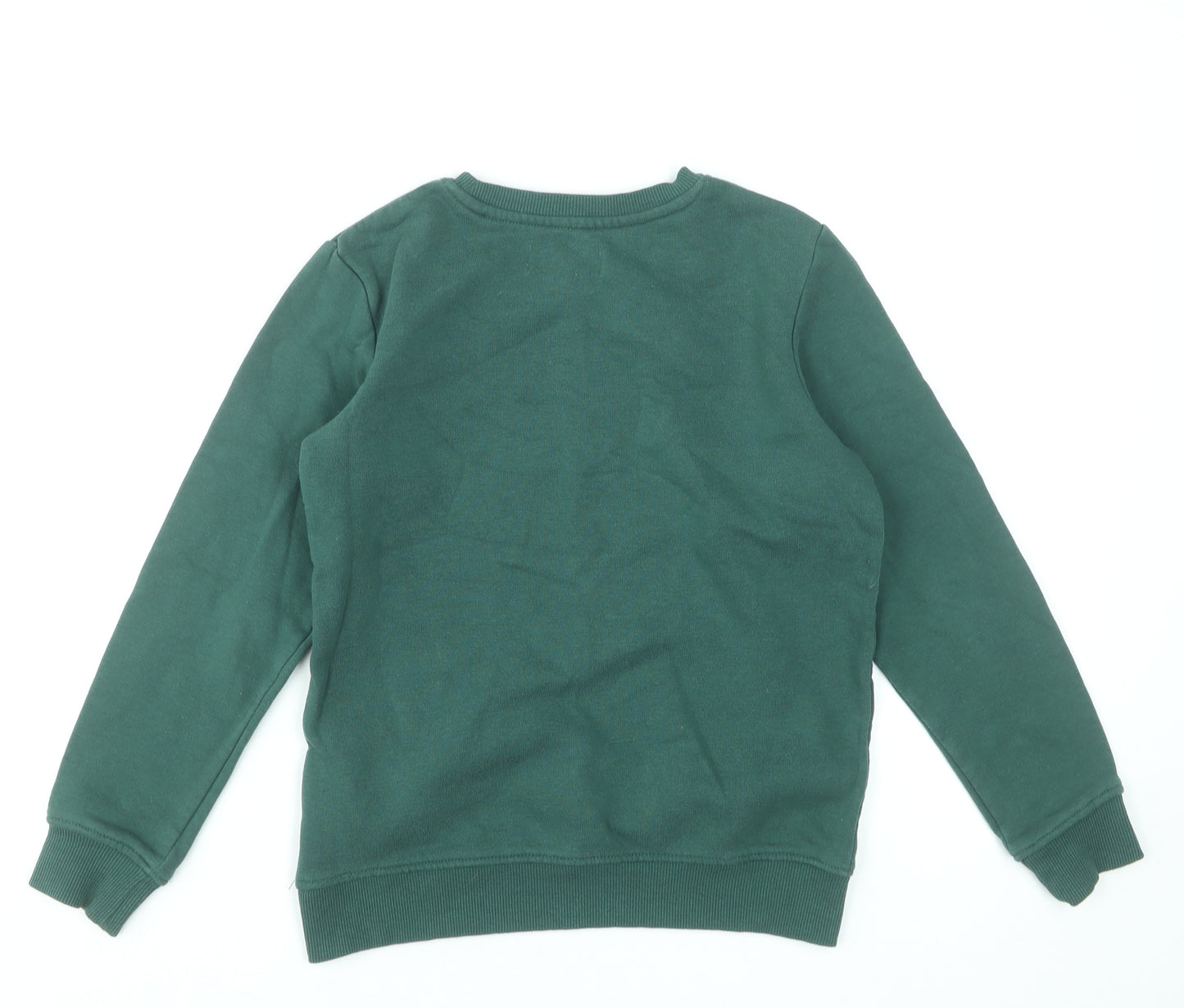 Jack & Jones Boys Green Graphic Sweatshirt Size 12 Years Crew Neck Cotton Blend
