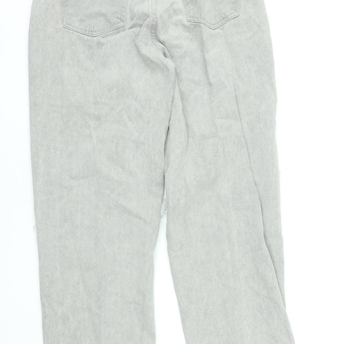 Momokrom Women’s Grey Distressed Straight Jeans UK 8