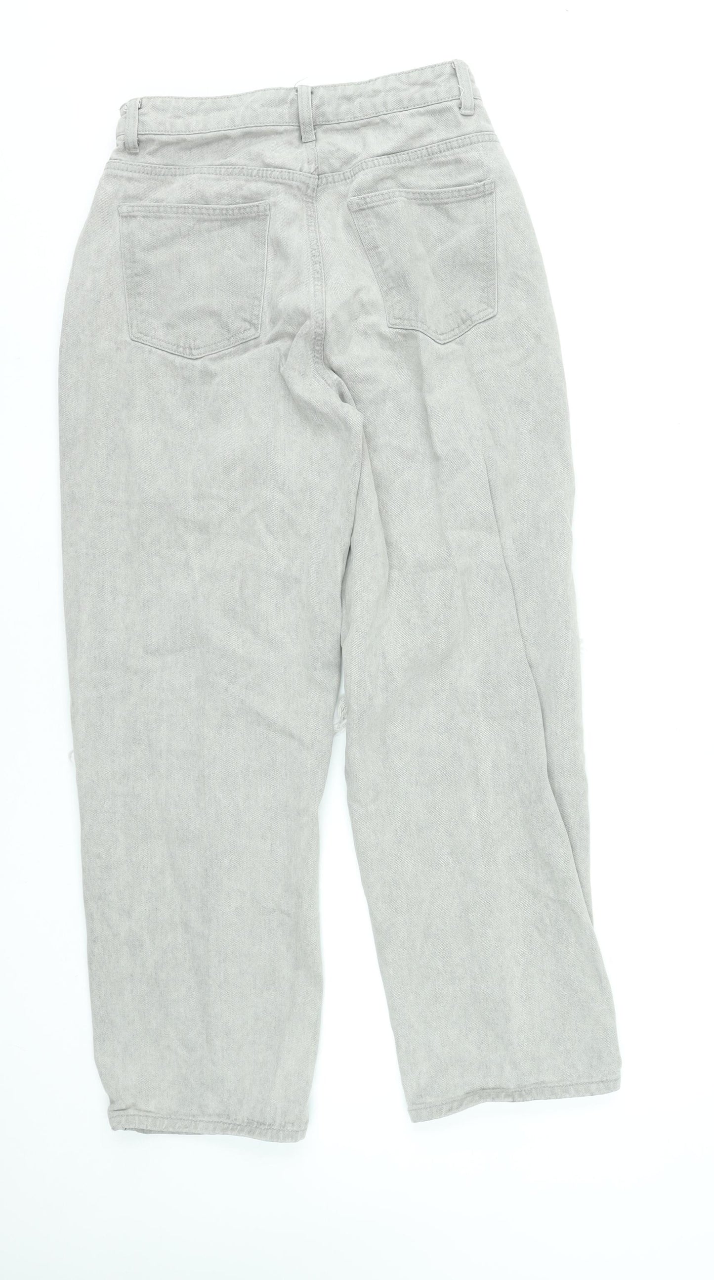 Momokrom Women’s Grey Distressed Straight Jeans UK 8