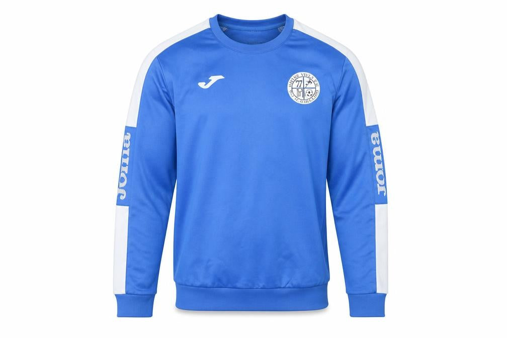 Front view of Joma Men’s Blue Crew Neck Sweatshirt, size S, Sports Pullover