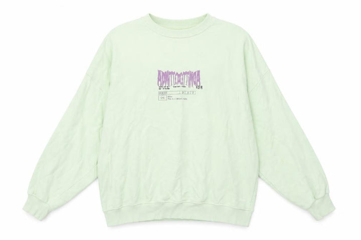 Pull&Bear Womens Green Graphic Pullover Sweatshirt Size M Cotton Blend