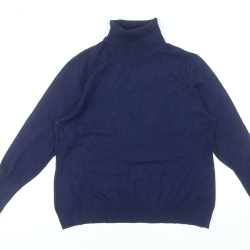 Savida Women Blue Roll Neck Long Sleeve Pullover Jumper Size 2XL