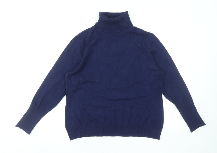 Savida Women Blue Roll Neck Long Sleeve Pullover Jumper Size 2XL