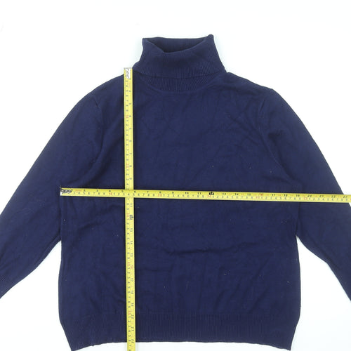 Savida Women Blue Roll Neck Long Sleeve Pullover Jumper Size 2XL