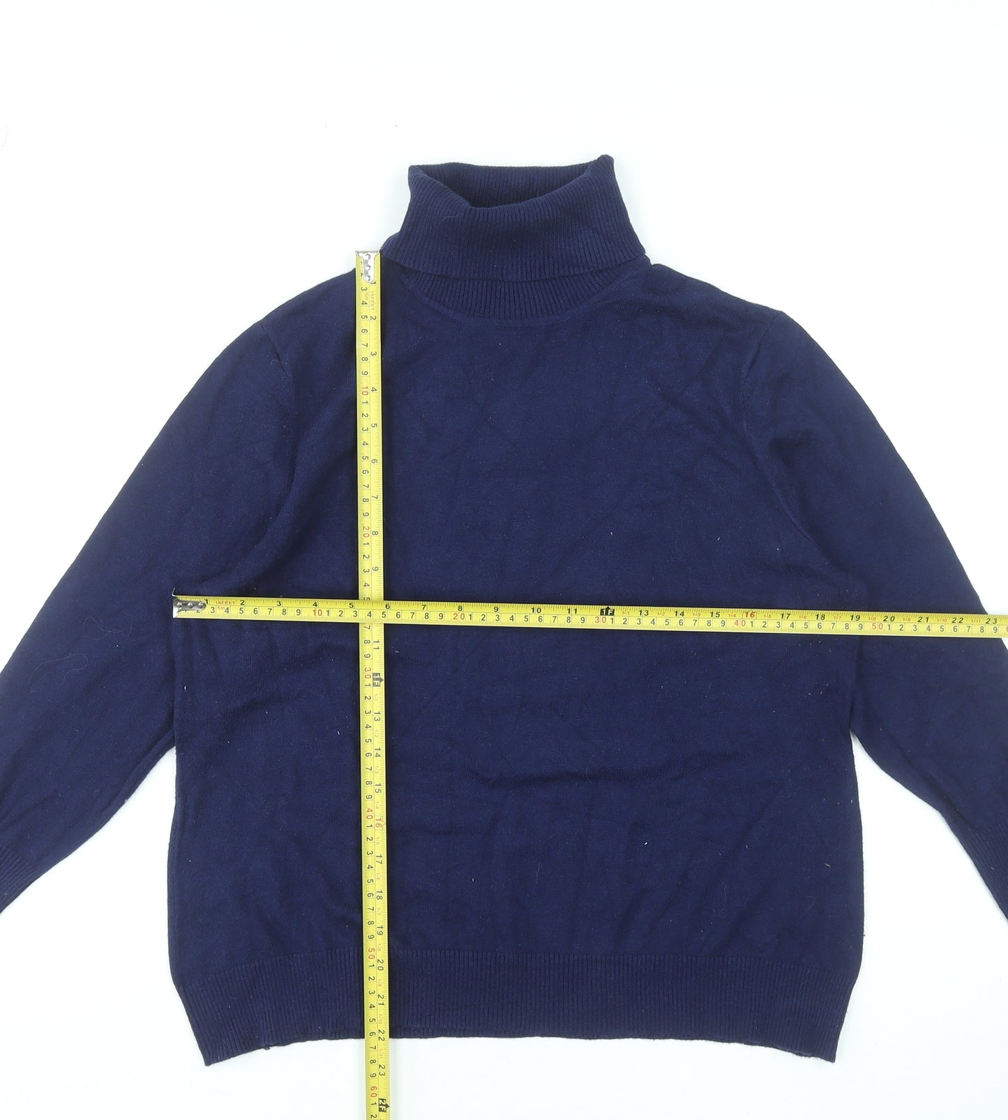 Savida Women Blue Roll Neck Long Sleeve Pullover Jumper Size 2XL