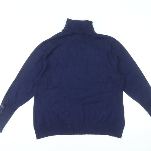 Savida Women Blue Roll Neck Long Sleeve Pullover Jumper Size 2XL