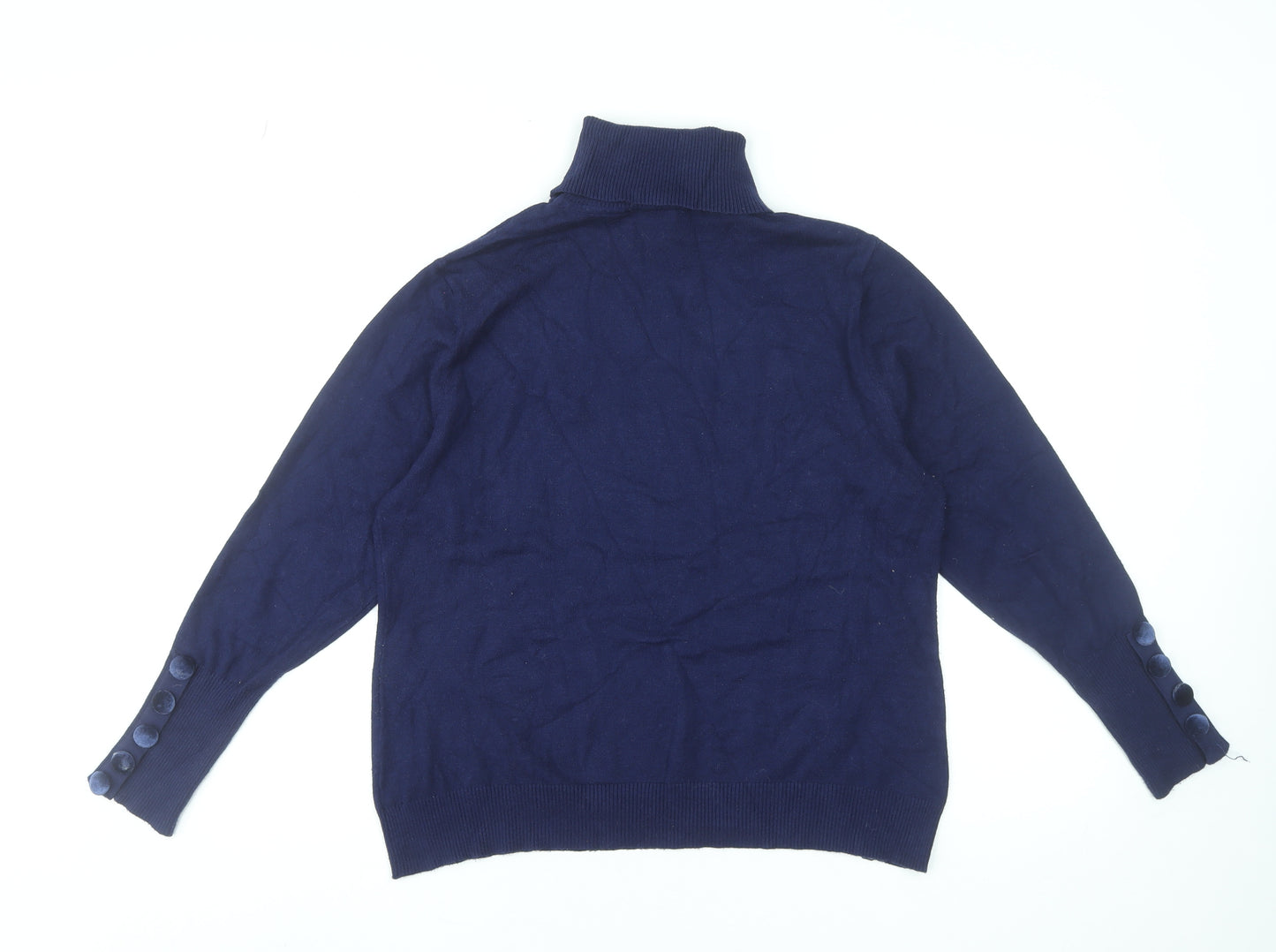 Savida Women Blue Roll Neck Long Sleeve Pullover Jumper Size 2XL