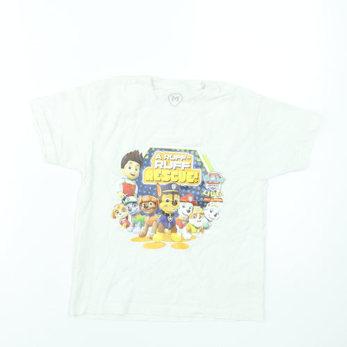 PAW Patrol Boys White Graphic T-Shirt 7-8 Years Short Sleeve Cotton Top