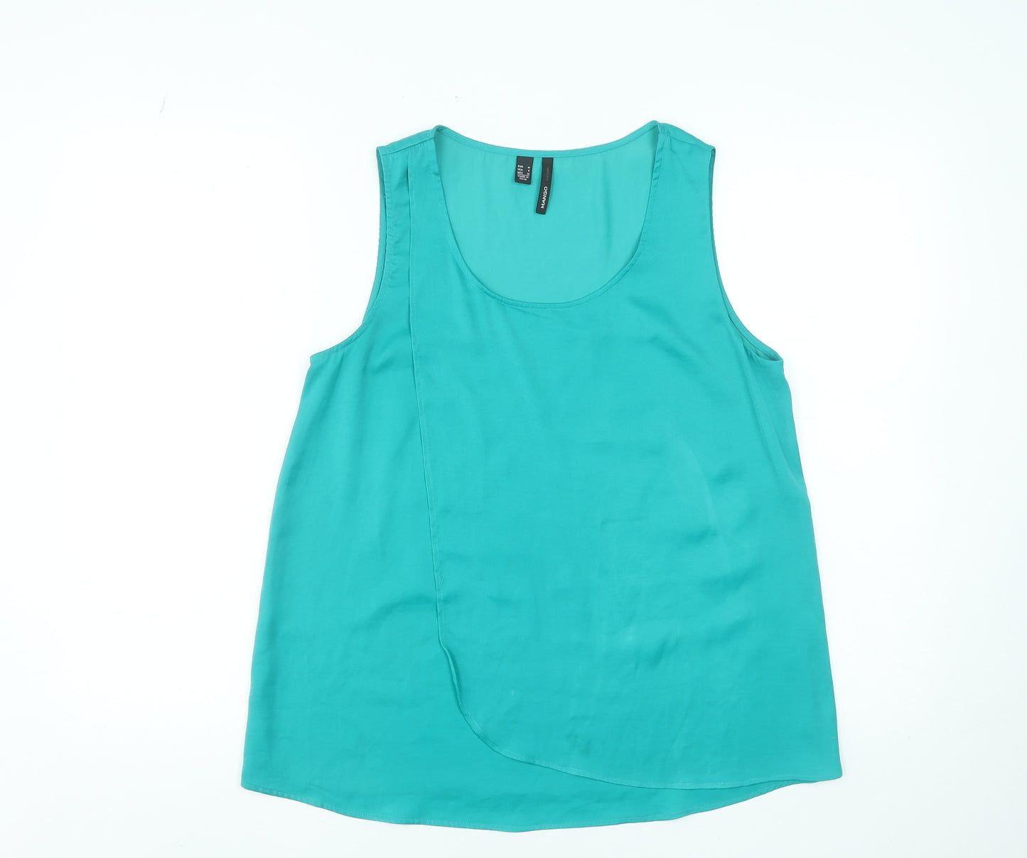 Mango Women Green Sleeveless Tank Top Size 10 Casual Viscose