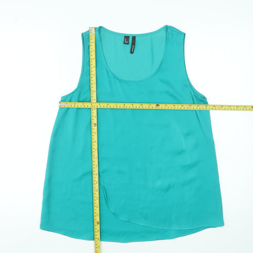 Mango Women Green Sleeveless Tank Top Size 10 Casual Viscose