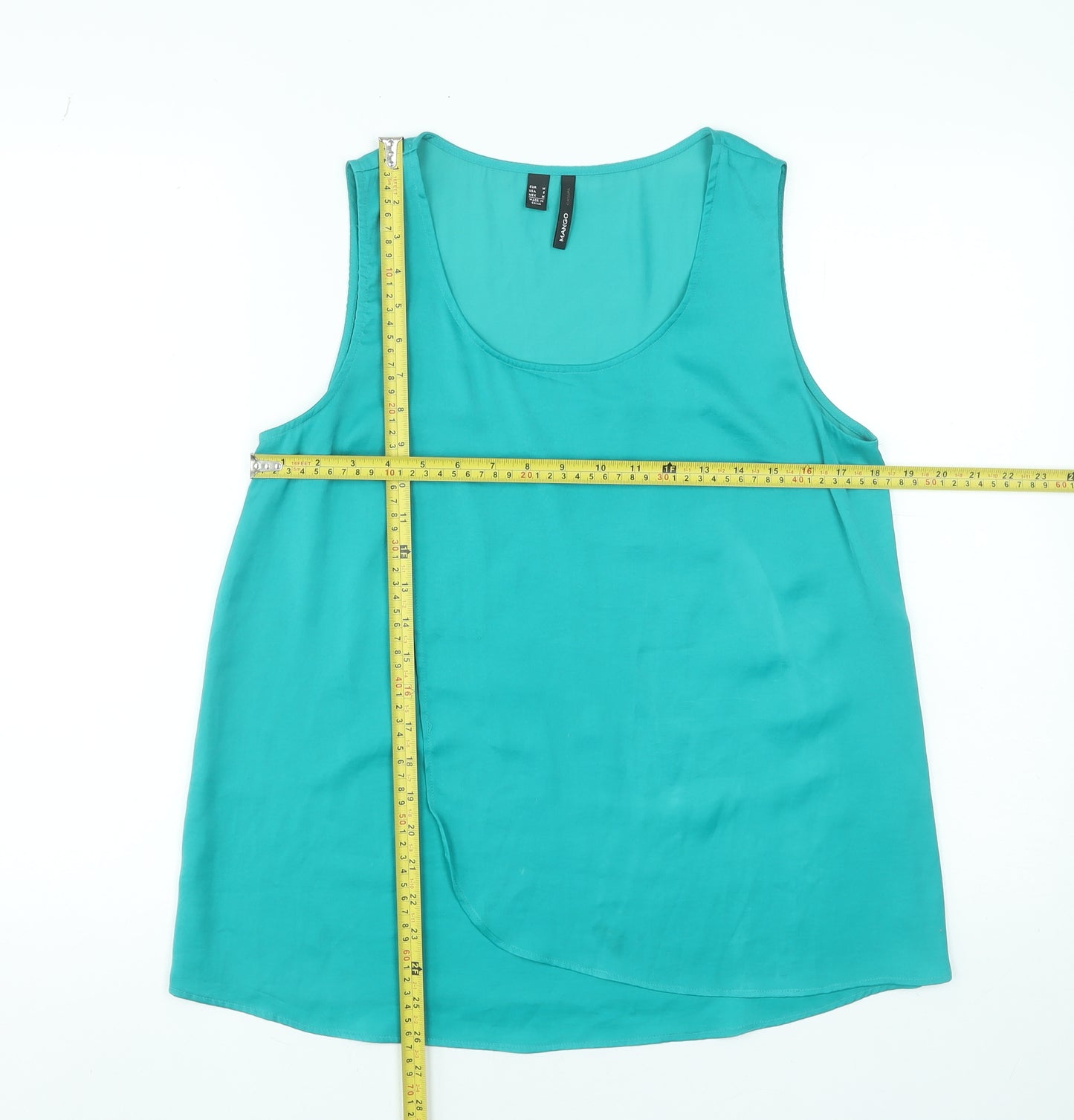 Mango Women Green Sleeveless Tank Top Size 10 Casual Viscose
