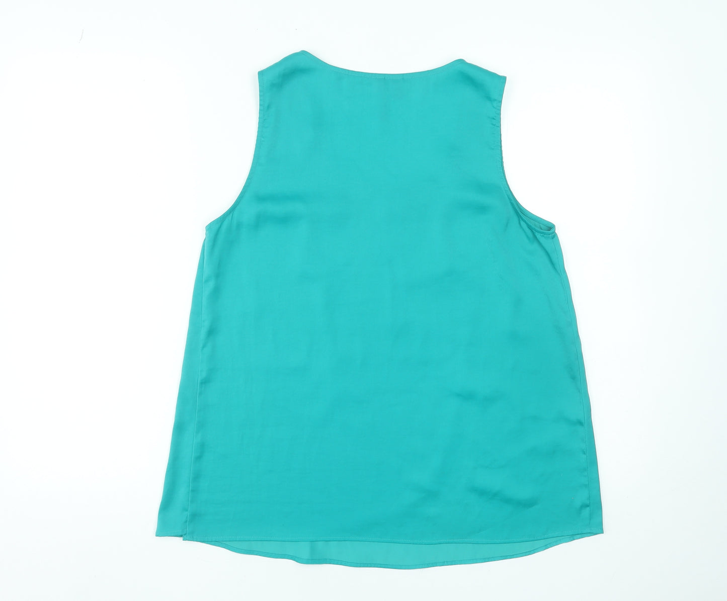 Mango Women Green Sleeveless Tank Top Size 10 Casual Viscose