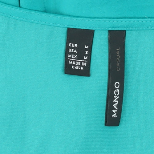 Mango Women Green Sleeveless Tank Top Size 10 Casual Viscose