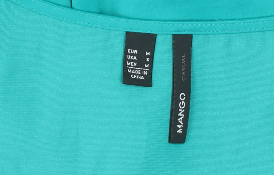 Mango Women Green Sleeveless Tank Top Size 10 Casual Viscose
