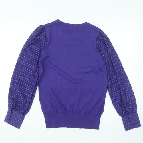 Gallery Women's Purple Polka Dot Puff Sleeve Blouse UK S