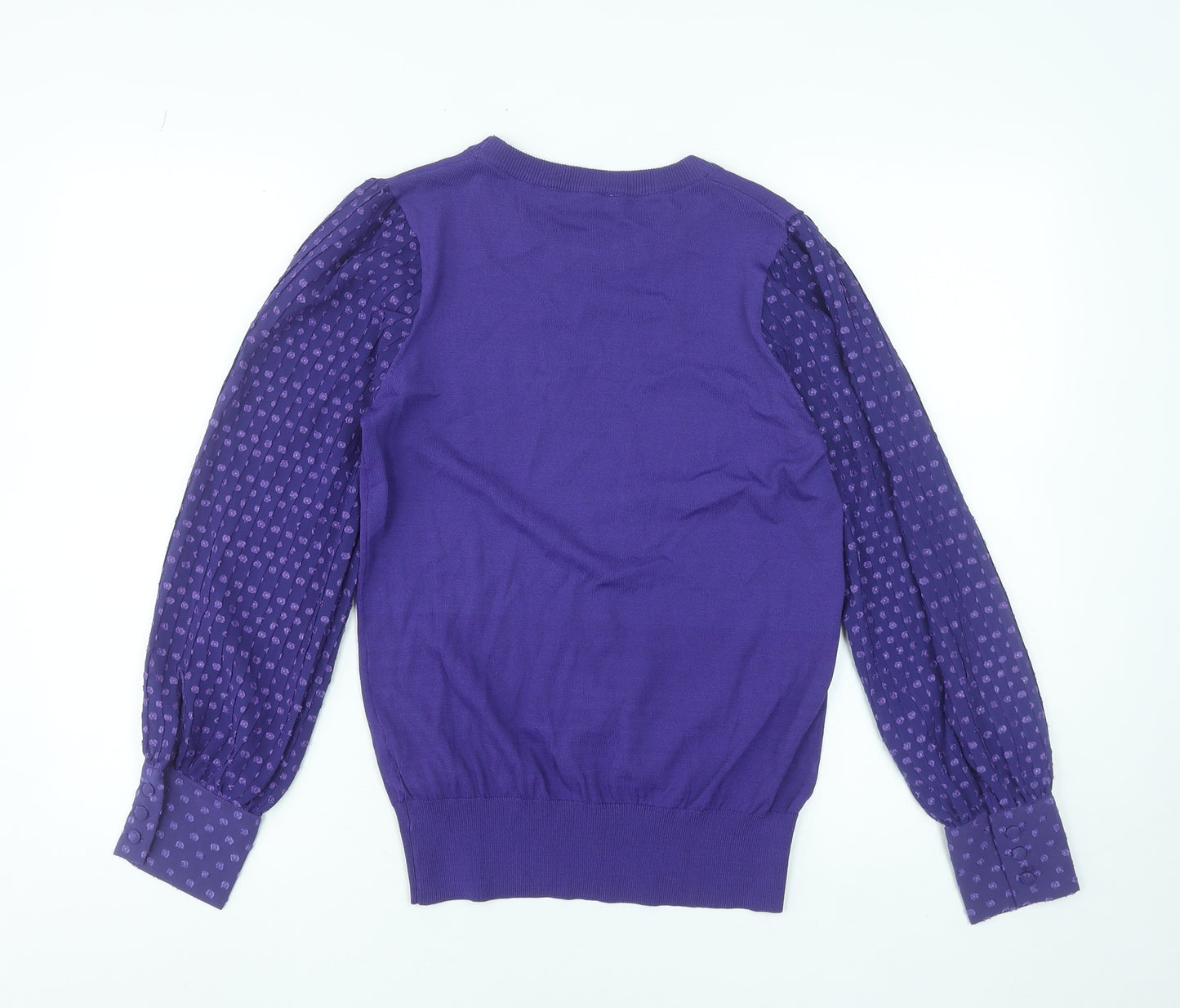 Gallery Women's Purple Polka Dot Puff Sleeve Blouse UK S